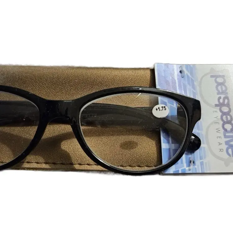 Icon Eyewear Perspective Black Reader Glasses +1.75 with Case, Adjustable Fit, Durable Design, New Product