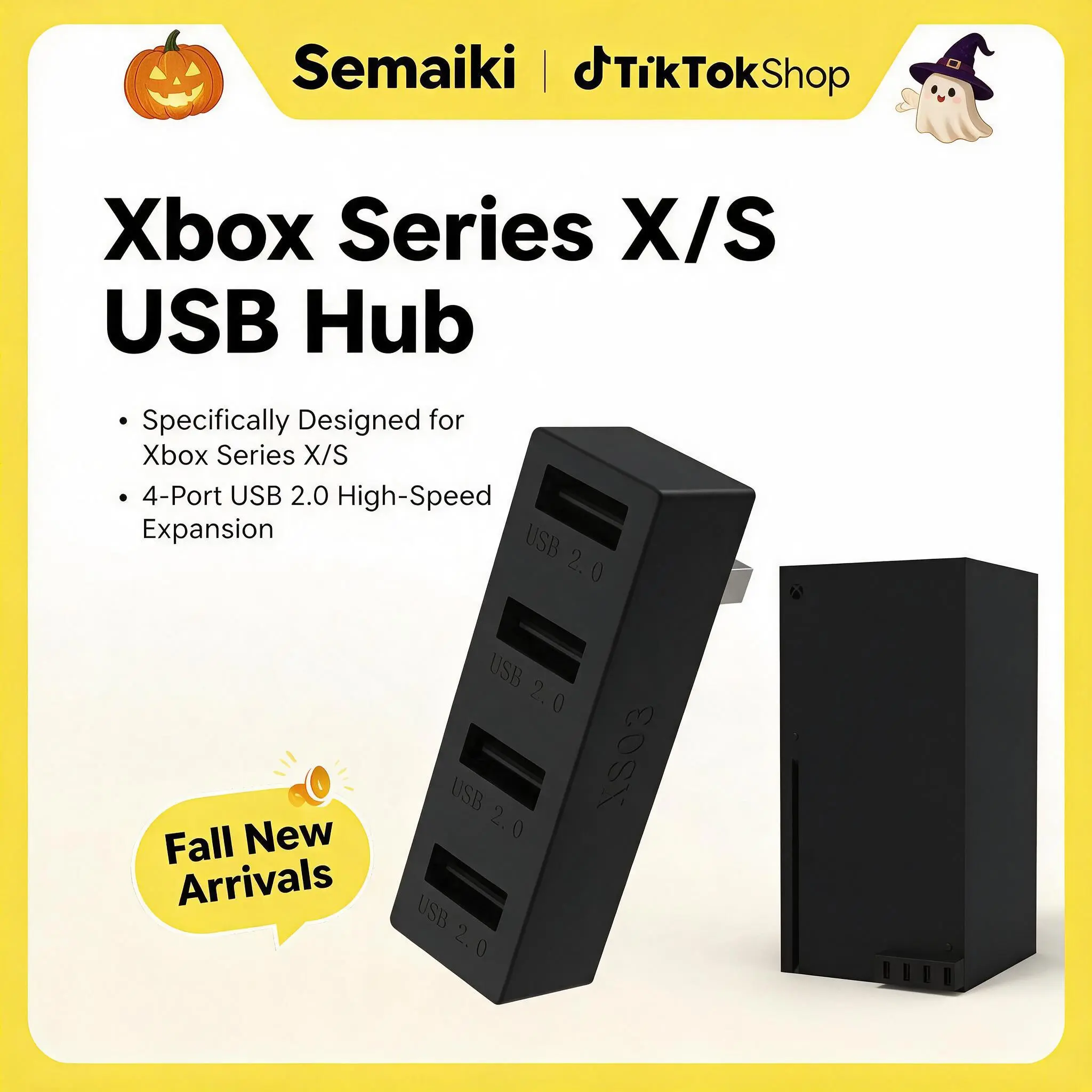 4-Port Expand Multiport Adapter, High-Speed USB 2.0 Hub Splitter for Xbox Series X Gaming Accessories, Adds USB Ports for Controllers