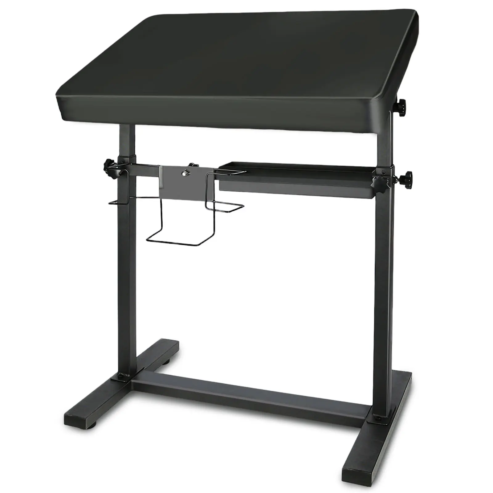 Tattoo Arm Rest Stand, Large Armrest Tattoo with Rack and Storage Compartment, Tattoo Armrest Stand with PU Leather Soft Sponge Pad, Adjustable Height & Angle for Tattoo Supplies