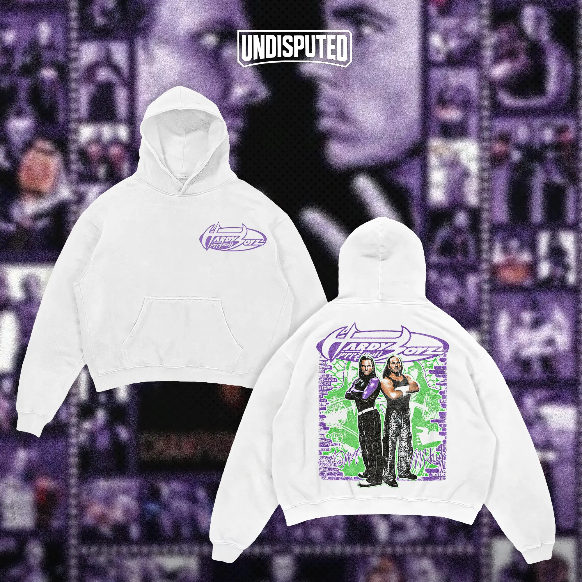 UNDISPUTED Hardy Boyz Jeff & Matt Heavy Cotton Shirt WWE Hoodie DX Tshirt Hoodie Jacket Wrestling Fan Apparel Menswear Direct-to-garment Breathable Printing