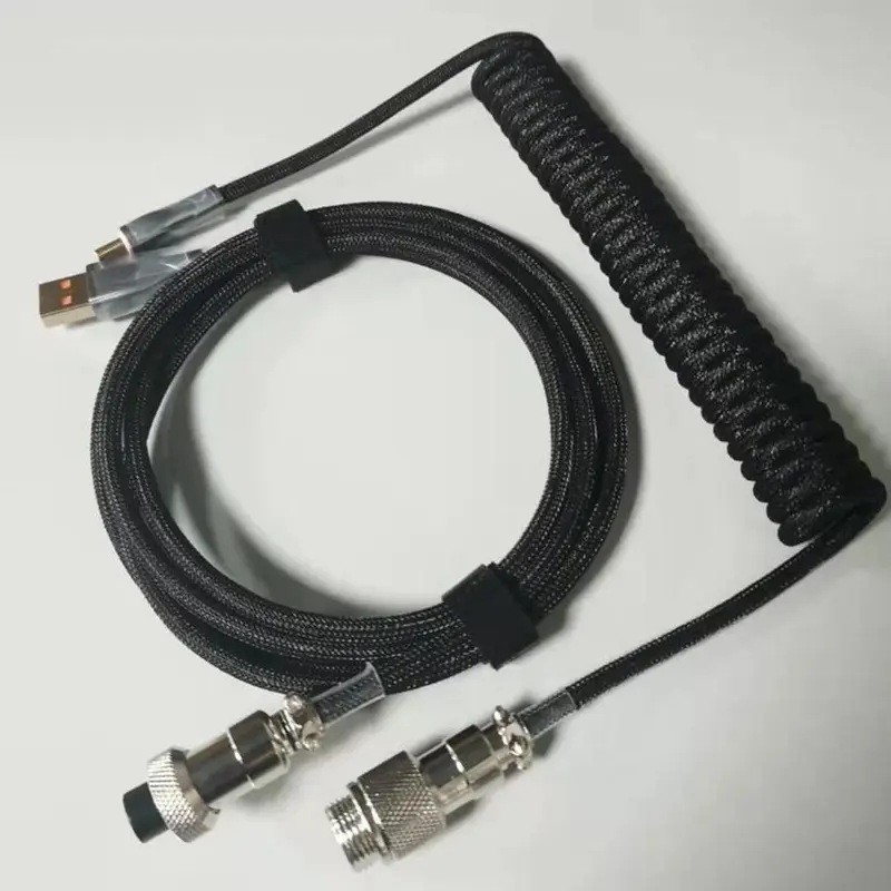 70inch Coiled Aviator Keyboard Cable, 1 Set USB-C Type C to USB-A Detachable Keyboard Cable, Keyboard Accessories for Custom Mechanical Gaming Keyboards, Retractable Cables, Retractable Cord, Retractable Cable Design, Pc Accessories Gaming