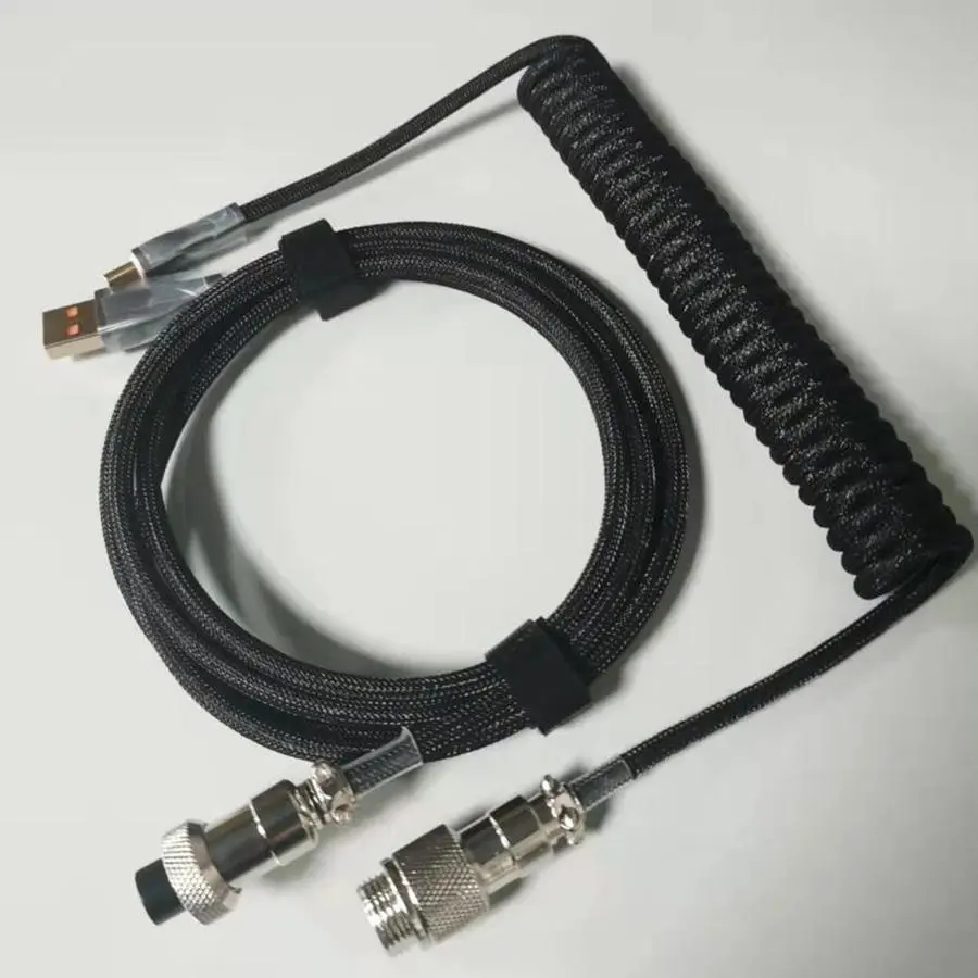 70inch Coiled Aviator Keyboard Cable, 1 Set USB-C Type C to USB-A Detachable Keyboard Cable, Keyboard Accessories for Custom Mechanical Gaming Keyboards, Retractable Cables, Retractable Cord, Pc Accessories Gaming
