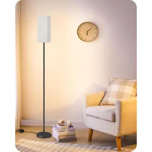64.6" Floor Lamp, Pole with Foot Switch, Modern Standing Lamp Lampshade, Minimalist Freestanding Lamp (Bulb Not Included), for Living Room, Bedroom Office ETL Listed, Black and Beige