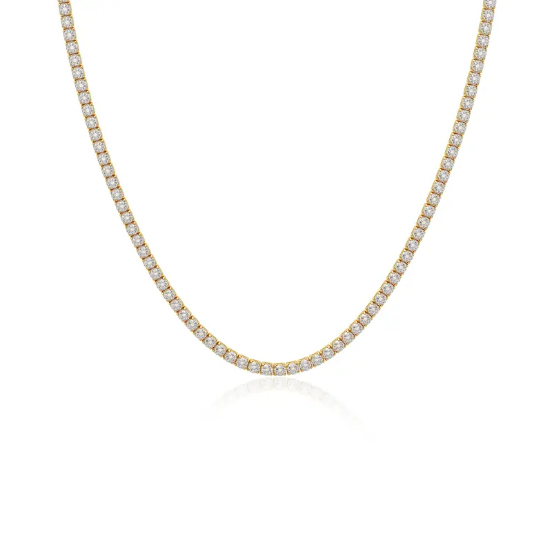 Tewiky Tennis Silver Necklace for Women, 14K Gold Plated/Sterling Silver Cubic Zirconia Chain, Dainty Choker Necklaces for Women Jewelry For Mother's Day gifts-PJ
