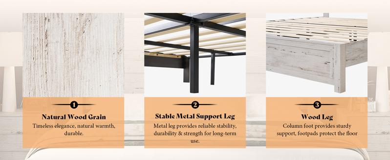 AMERLIFE Farmhouse Bed Frame with 49" Headboard, Platform Bed Frame with Wood Slats Support/Stable & Durable/No Box Spring Needed/Full/Queen/King Size/Best Gift Ideas/Christmas Gifts