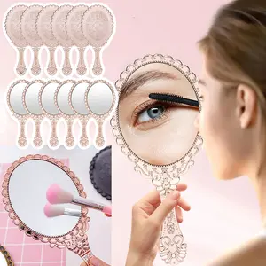 12 Piece Portable Lace Makeup Mirror Rose Gold Embossed Mirror Compact Travel Mirror Vintage Handheld Mirror Beauty & Personal Care