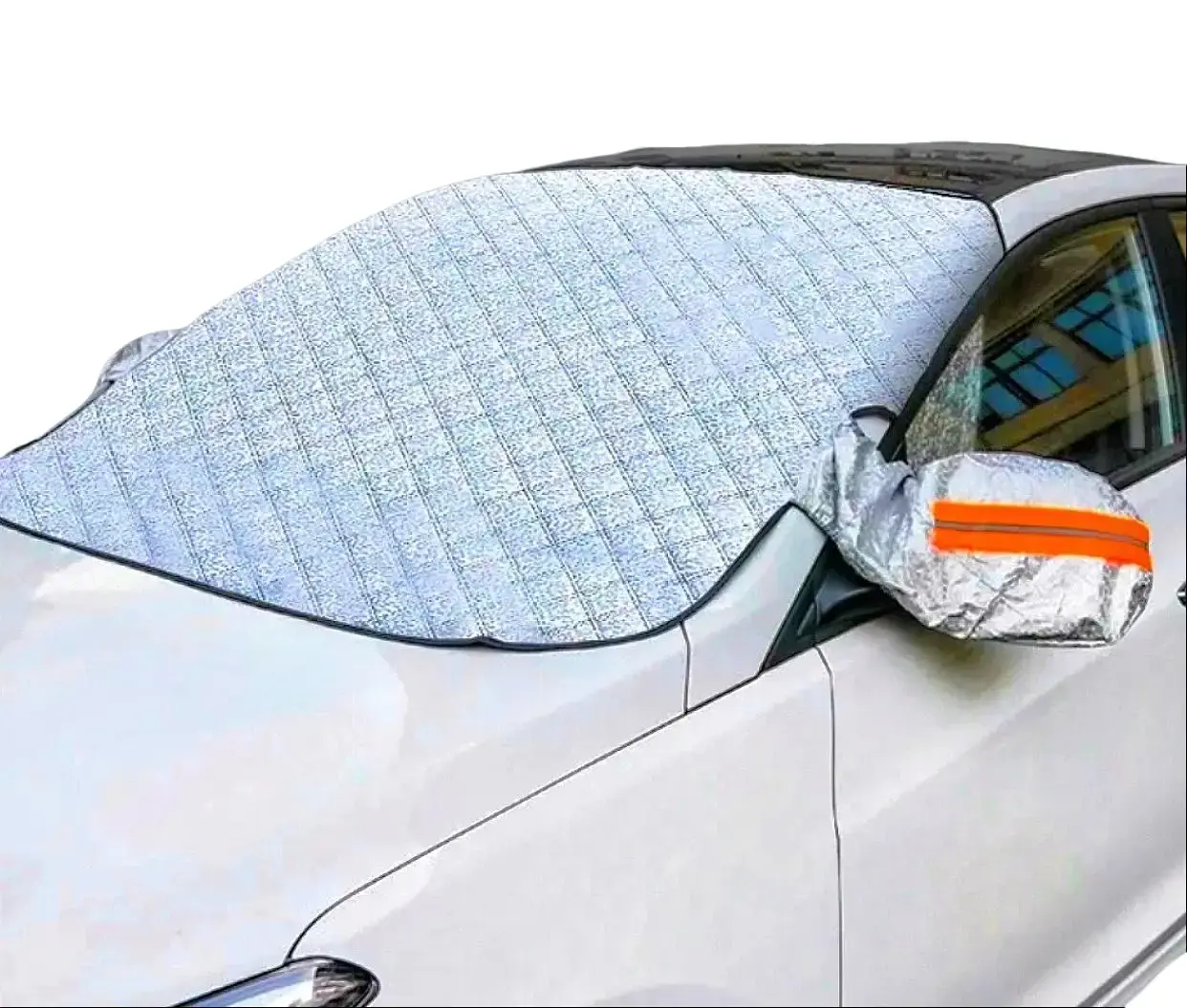 Outdoor Windscreen Shade Cover - 5-Layer, 17*3mm Magnets, Side Mirror Coverage, Foldable, Heat Reflective, Sunshade for Car Outside, Keeps Interior Temperature Stable, Prevents Cold & Freezing, Fits Most Standard Cars & SUVs