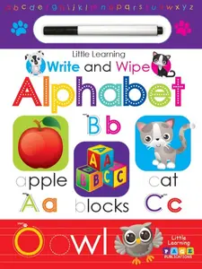 Wipe-Clean Alphabet Activity Book for Preschoolers, English Edition with Whiteboard Pen, Laminated Paper, 16 Pages, Letter Tracing School Supplies, Stationery Set, Preschool Learning Tool