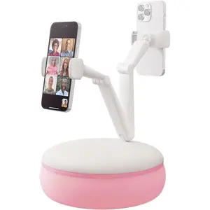 Cell Phone Pillow Holder mini  Stand for Bed, Upgraded mini Angle & Height Adjustable Phone Pillow Stand for Watching Video On Bed/Sofa/Lap, Fit for 4.7"-7.0" Device (Pink)