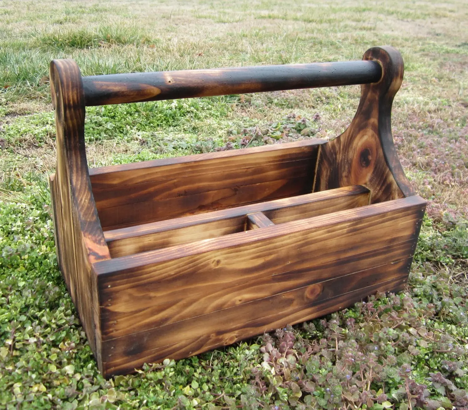 Wood Tool Box - Country Decor - Rustic Lodge - Wooden Tote - Father Day - Garden Caddy