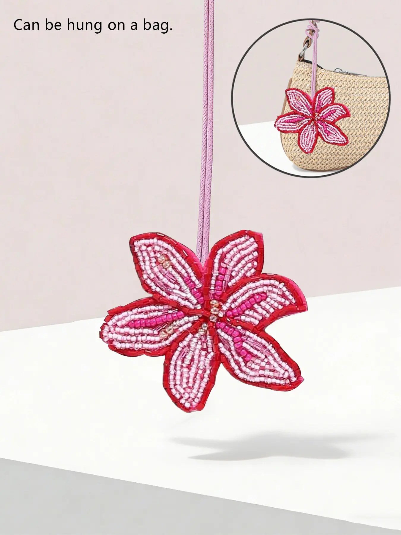 Personalized bead flower pattern women's bag pendant, Cute bag pendant, simple Valentine's Day personalized luggage pendant, keychain, Charms for bags, suitable for sending girlfriends on Valentine's Day, key pendant and other daily accessories