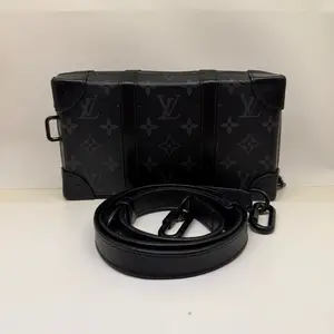 Pre-owned Louis Vuitton Monogram Eclipse Soft Trunk Authentic Black & Grey Canvas Shoulder Bag with Adjustable Strap and Card Slots