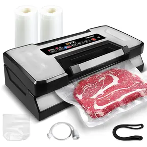 Vacuum Sealer Machine, 90Kpa Food Vacuum Sealer Machine Preservation Dry/Moist/Liquid Modes, LED Indicator Light, Handle Locked Design, Built-in Cutter and Bag Storage, Starter Kit vacuum sealed meat sealer