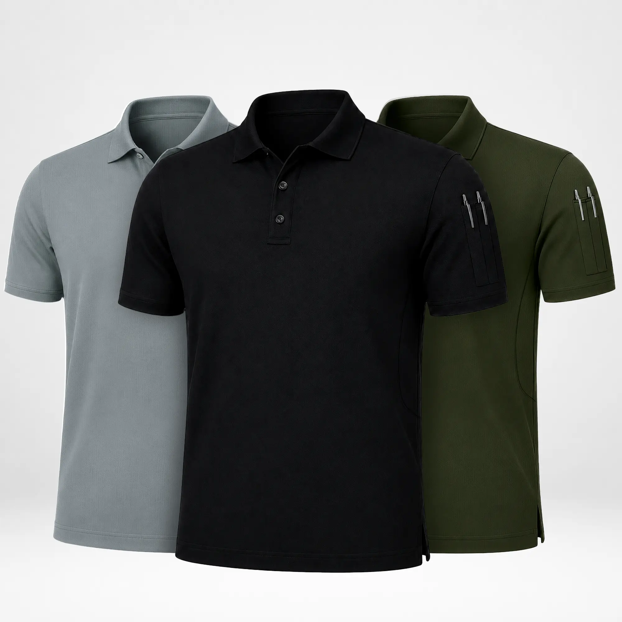 NY Threads Polo Shirt for Men - Tactical Short Sleeve Polyester Top with Pockets, Quick Dry, Breathable Fabric, UPF 50+