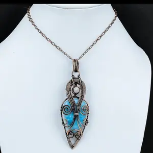 Oxidized Copper Wire Wrapped Amethyst Necklace