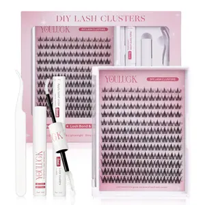 YOULUCK Star Fringe & Fairy Upgrade DIY Lash Clusters Kit Soft Manga Lash Texture Gentle Long Lasting Glue Ultra Thin Band Bond Seal Remover Makeup for Girls Beginner Friendly Lightweight Flawless  Eyelashes Extensions