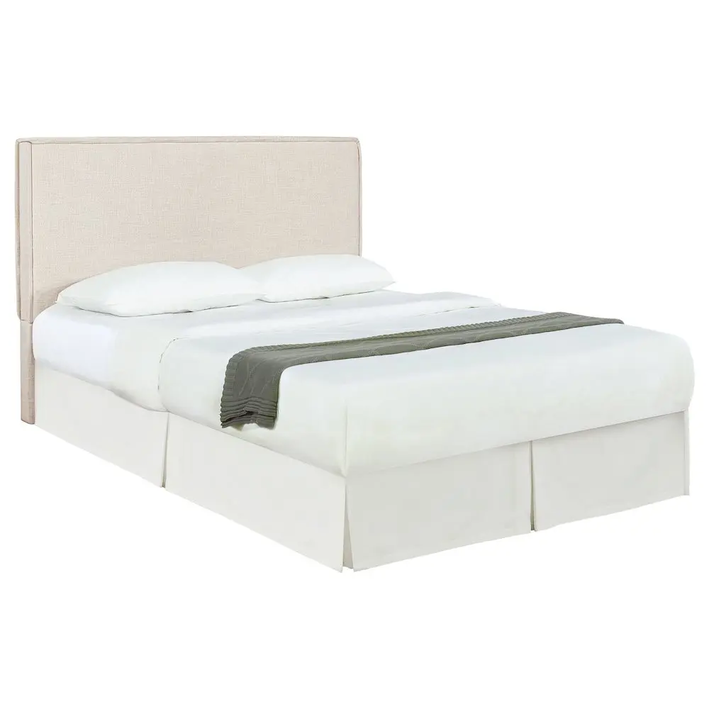 Izzy Textured Sand Fabric Upholstered King Panel Headboard - Flanged Edge, Clean Aesthetic, Fabric-Covered Wooden Headboard, Clean Aesthetic Headboards, Fabric-Covered Wooden Headboards