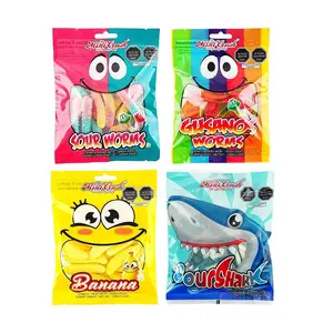 MINI CRUSH Gummy Candy Variety Pack - 4 Flavors: Shark, Rainbow Caterpillar, Banana, Sour Caterpillar - 120g x 4 Bags