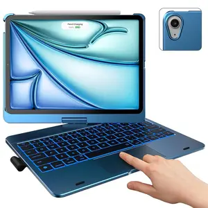 typecase Touch Keyboard Case with Trackpad for iPad Air 11-inch (M3 2025 / M2 2024): 360°Rotatable - 11 Colors Backlight - Wireless Keyboard with Pencil Holder for iPad Air 5th & 4th Gen,