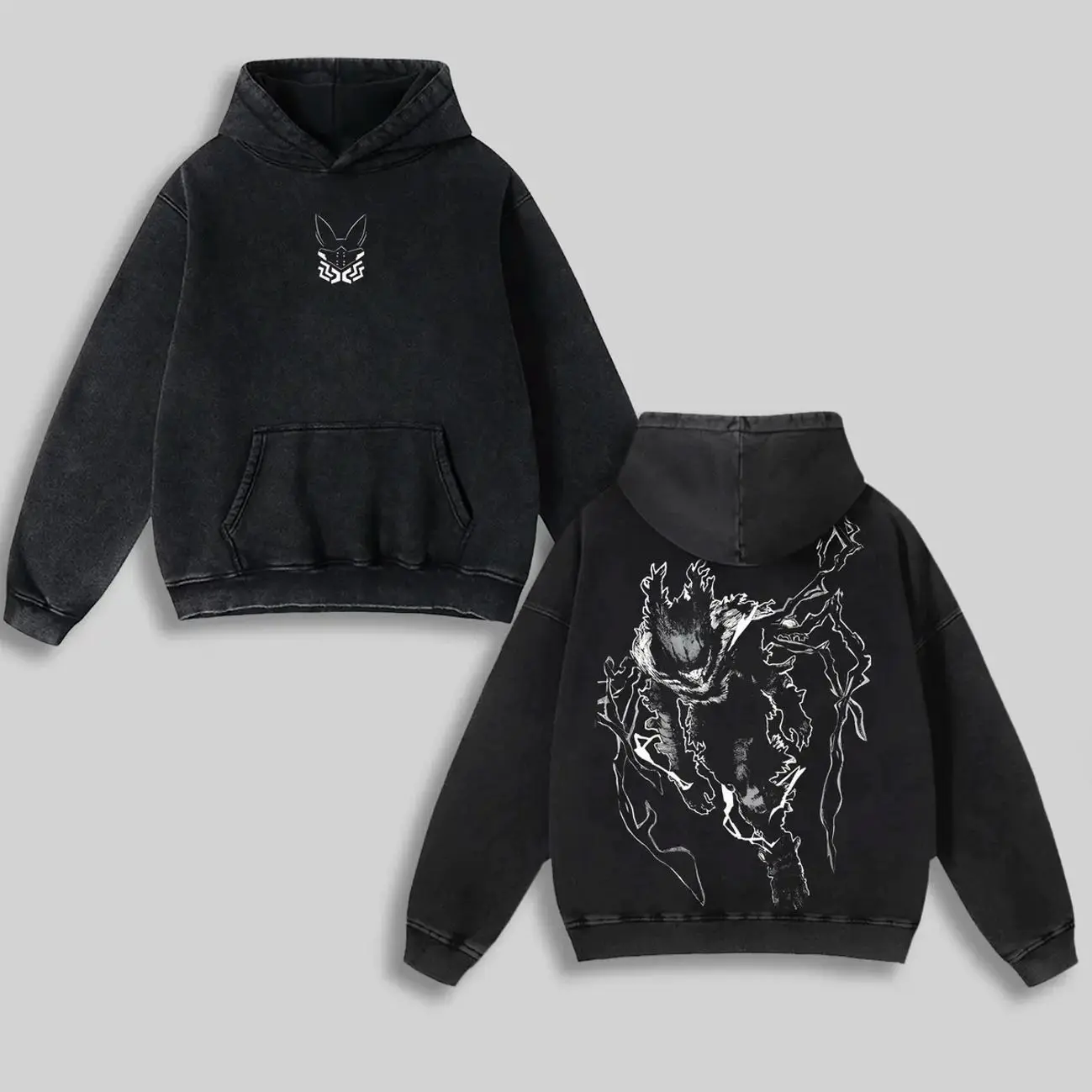 Retro Heavy Limited Deku Dark - My Hero Academia Hoodie, Anime Double Printed Vintage Washed Hoodie Unisex Oversize Anime Manga, Anime Merch,Anime Fan XI9