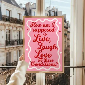 1pc Frameless Valentines Day Live In The Moment Laugh A Lot Love Often Quote Print Pink Red Fashion Wall Decor Romantic Saying Canvas Painting For Bedroom Living Room Dorm Room Decor Poster Funky Posters Room Decor Bedroom Prints For Wall Valentine Quote
