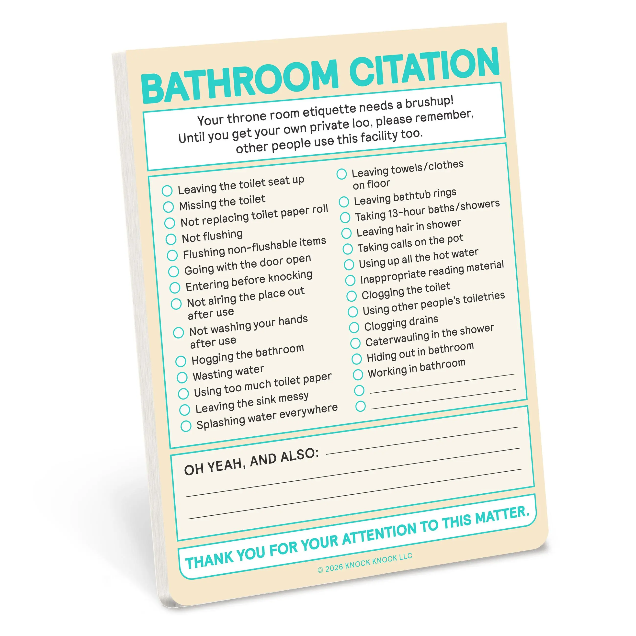 Bathroom Citation Nifty Note