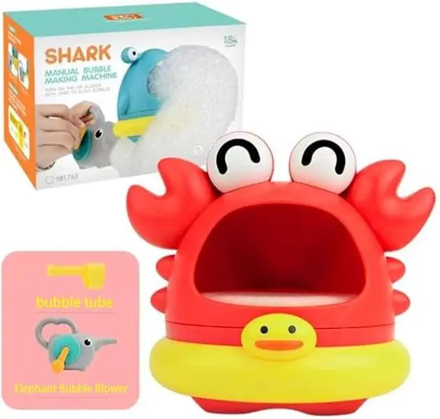 Bath Toy, Bathroom Bubble Machine for Boys and Girls, Kids Bathtub Water Play Toy, Suitable for Children Aged 1-3and4-8 (Red Crab)