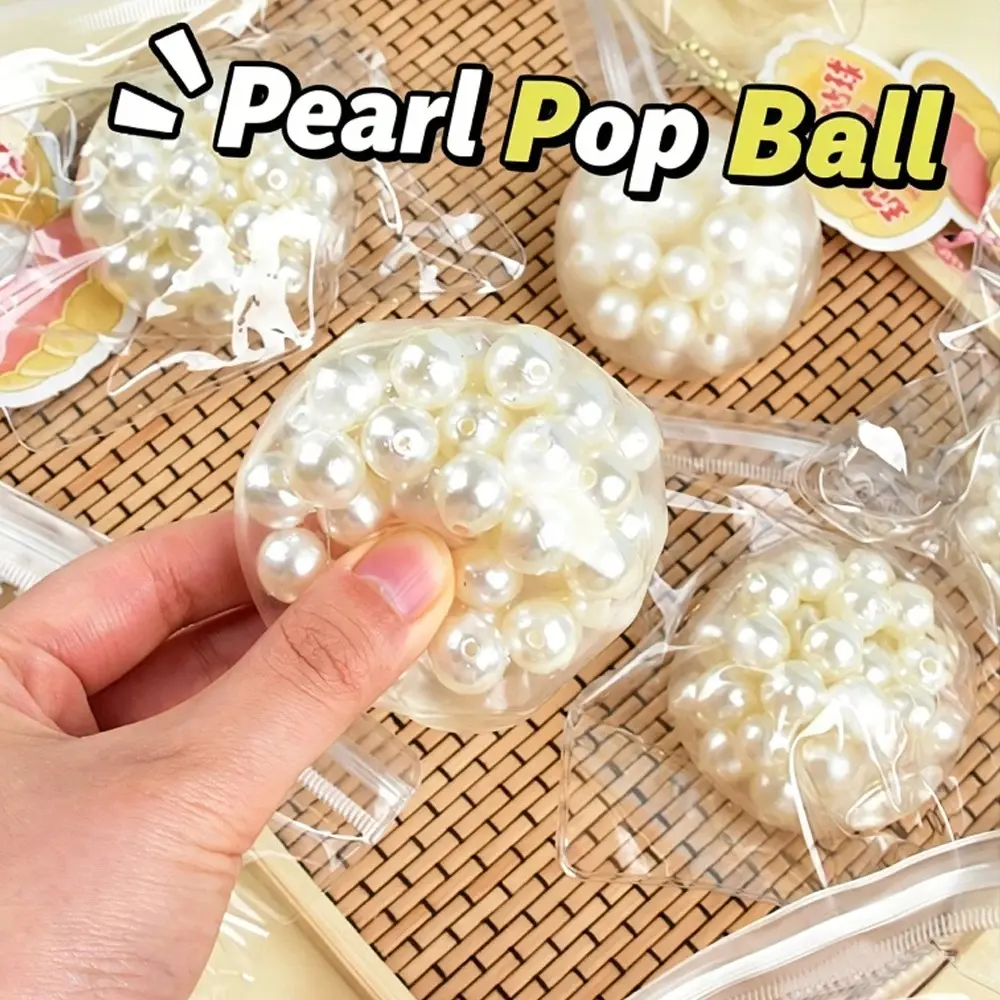 Handmade Grape Noisy Squishy Ball for Adults White Pearl Sensory Fidget Toys for Stress Relieve Squeeze Toys