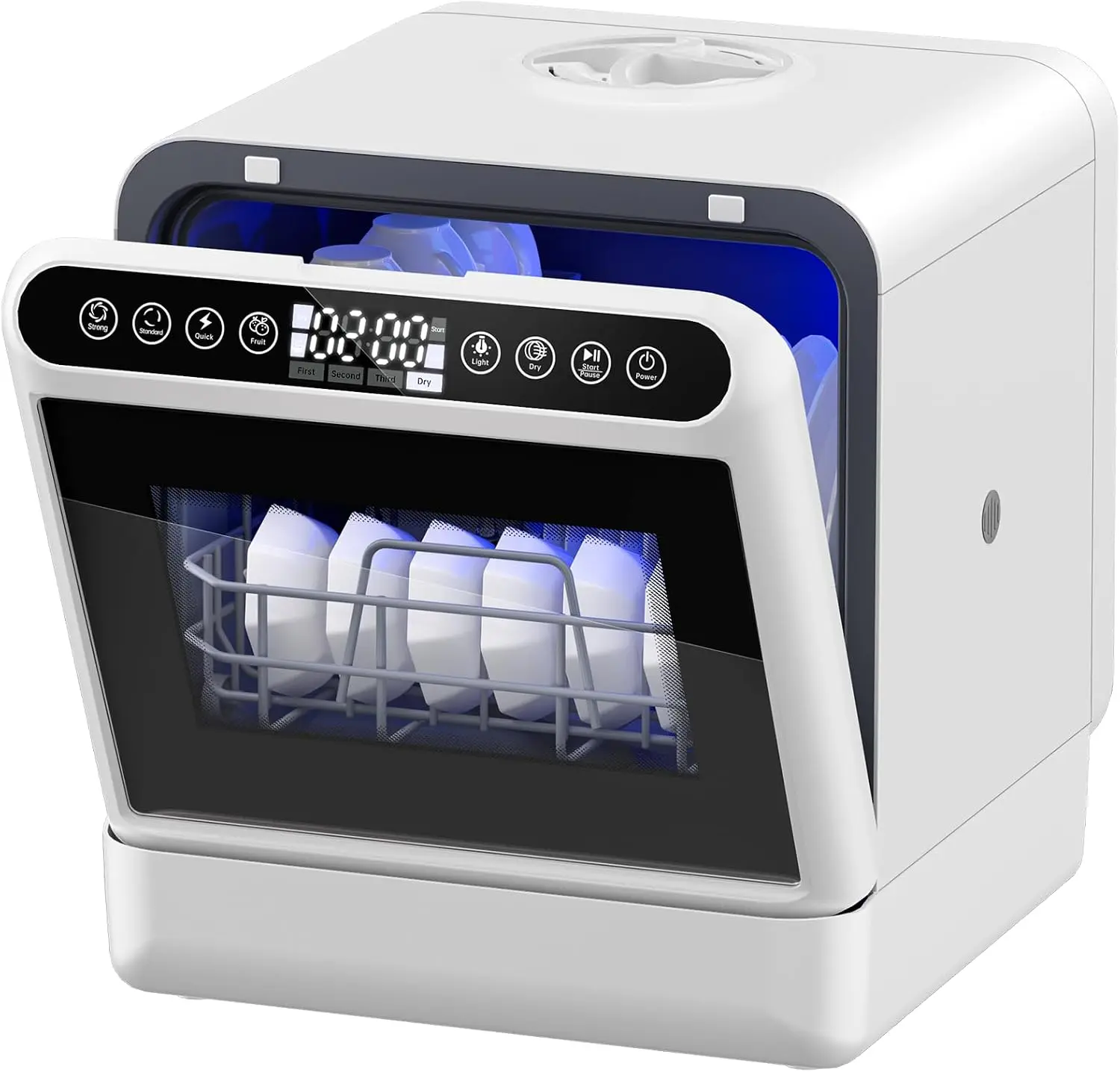 Portable Countertop Dishwasher with 5L Built-in Water Tank, 5 Programs, 40 dB Quiet Operation, 360° Dual Spray, 6 Full Accessories for Homes and RVs