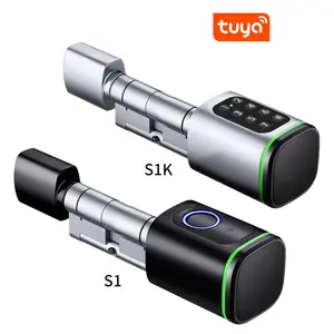 Keyless Smart Cylinder Lock with Tuya Smartlife App RFID NFC IC Card Pin Code/ Fingerprint Mechanical Key Unlock support Gateway