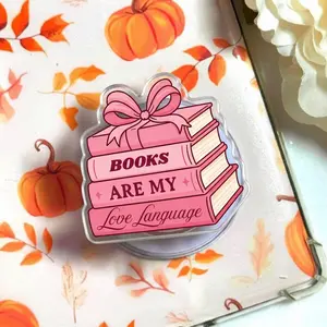 Books Are My Love Language MagSafe Kindle Grip – Pink Coquette Book Stack Magnetic Pop Socket & Kickstand – Book Lover Accessory