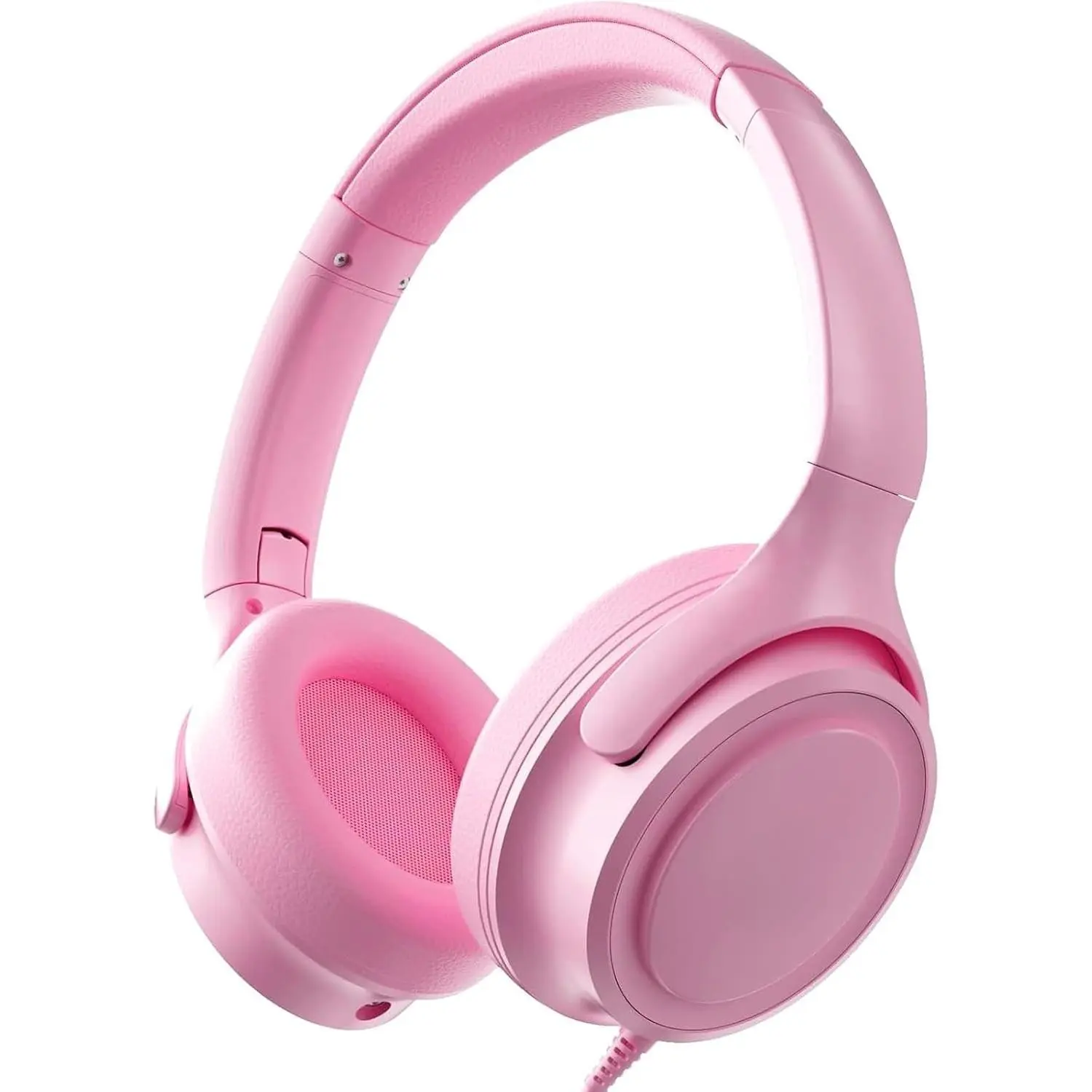 SQ-HPS018 Headphones with Cord-3.5mm Jack 85/94dB Safe Volume Control Built-in Microphone On-Ear Headphones for Kids/Teens/Girls/School/Travel/3.5mm Devices(Pink)