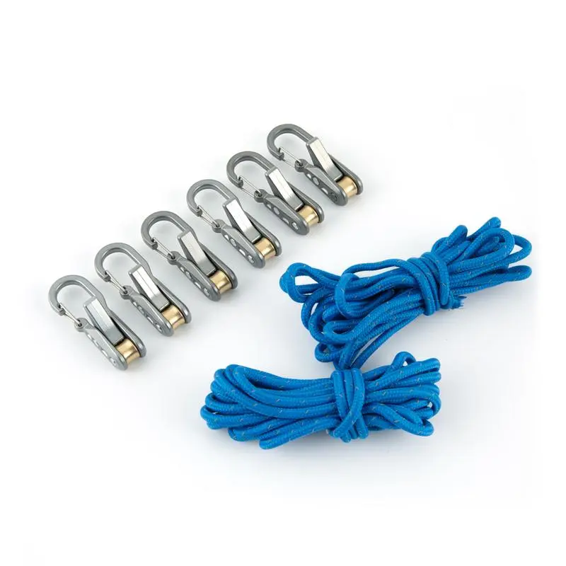 6-Pack Adjustable Rope Tightening Tool & Tensioner Bundle - Outdoor Gear with Retractable Synthetic Rope, Alloy Buckle, Reflective Cord, Manufacturer Warranty for Boating, Camping Tent Building