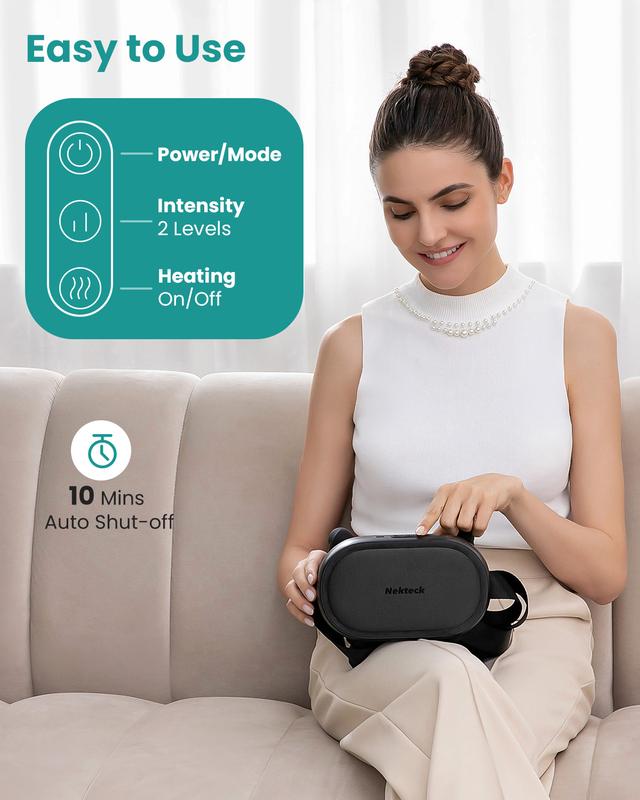 Nekteck Cordless Neck Massager with Heat, Shiatsu Back and Shoulder Massager, Deep Tissue 6D Kneading Massage Pillow for Neck and Back Pain Relief