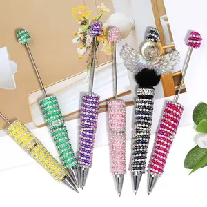6PCS Beadable Pens in Solid Colors with Rhinestones, set of 6PCS, Mixed color, very suitable for office stationery and writing enthusiasts gifts, bead pen beads DIY bead pen fancy beads jewelry bead