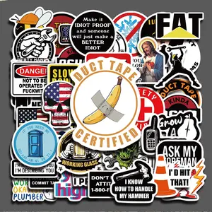 50PCS Funny Hard Hat Meme Aesthetic Stickers Pack, Humorous Safety Helmet Cartoon Vinyl Stickers for Laptop Water Bottle Phone Case Skateboard Journal Scrapbook DIY Decoration