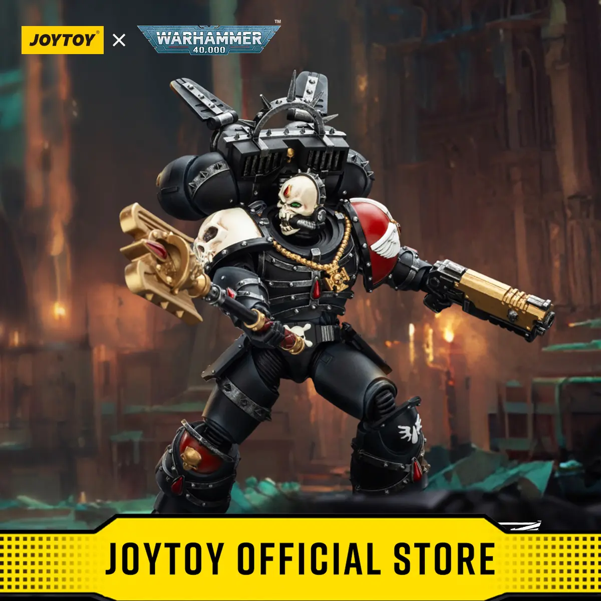 JOYTOY Warhammer 40k 1/18 Action Figures Blood Angels Lemartes With Jump Pack,Blood Crozius and Absolver Bolt Pistol