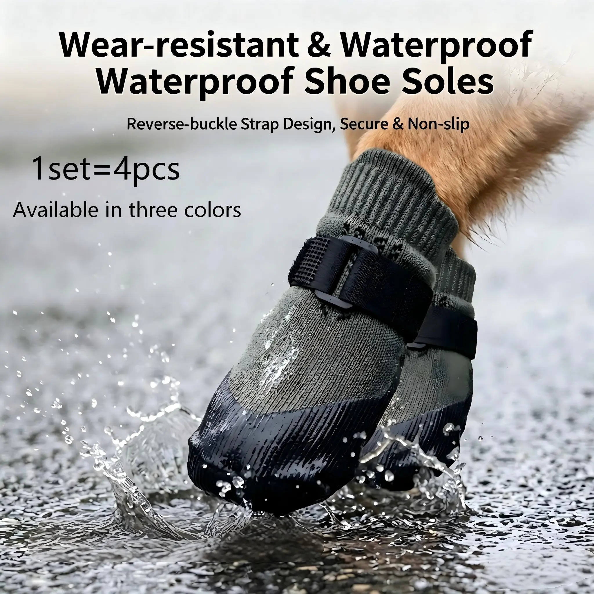 3 Color Options 4 Pairs Pet Cat Dog Socks, Outdoor Pet Paws Protection Shoe Covers, Paw Protectors, Anti-Dirt Footwear for Pets, Ideal for Outdoor Activities