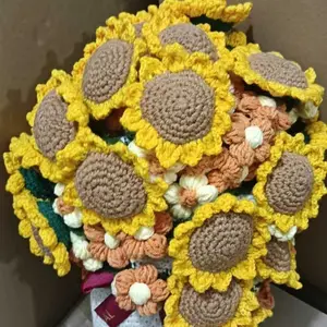 Rose blanket flower blanket handmade wool crocheted lily of the valley bouquet flower knitting