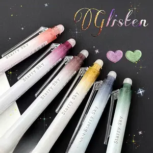 Set of 6 Glittery Erasable Pens, Retractable Gel Pens in Vibrant Colors, Featuring a 0.7Mm Fine Tip. Adorable Aesthetic Pens Perfect for Back-To-School Supplies, Available in School Colors, Ideal for Journaling at Home, School, And The Office