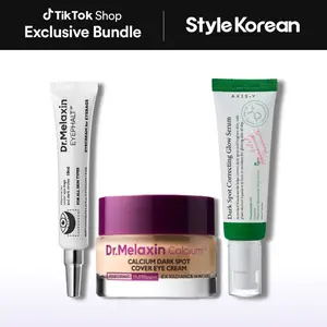 [StyleKorean] Youthful Eye Radiance Trio - [Dr.Melaxin] Eyephalt Eyebag Cream 10ml, [Dr.Melaxin] Calcium Dark Spot Cover Eye Cream 15g, [AXIS-Y] Dark Spot Correcting Glow Serum 50ml