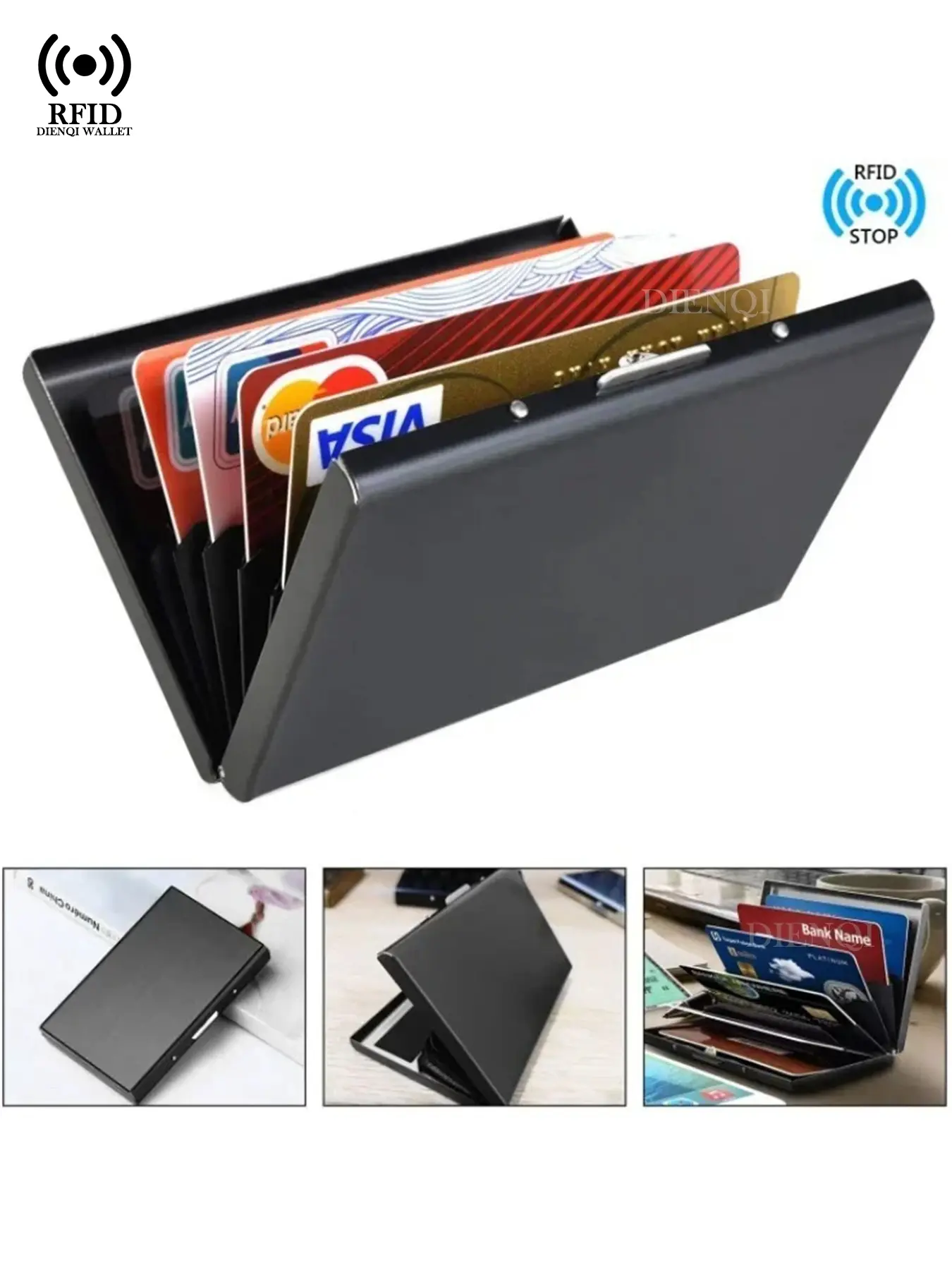 Anti-RIFD Card Holder Wallet for Men Women Purse Mental Ultra-thin Credit Card Holder Bifold Money Bag Male Business Gift Choice Bank Card Holders,Gifts,Daily Use