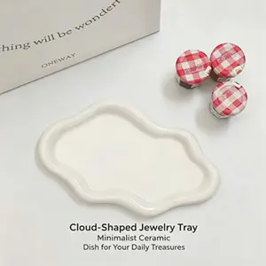 High-End Ceramic-Like Cloud Jewelry Organizer Tray, Decorative Vanity Desk Perfume Diffuser Holder, Elegant Storage Solution
