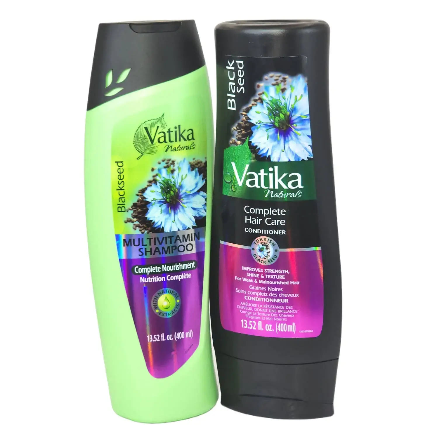 Vatika Naturals Blackseed Multivitamin Shampoo and Conditioner Pack, Nourishing Haircare for Growth Boost, For All Hair Types - 2 x 13.52 fl oz (400ml), All Types