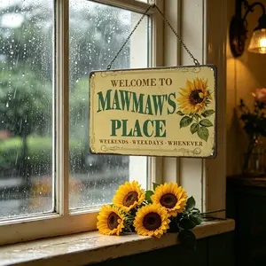 Welcome to Mawmaw's Place Vintage Metal Sign, Sunflower design Grandma's Home Decor, 11.8x7.9in Aluminum Wall Art Gift for Mawmaw, Front Door