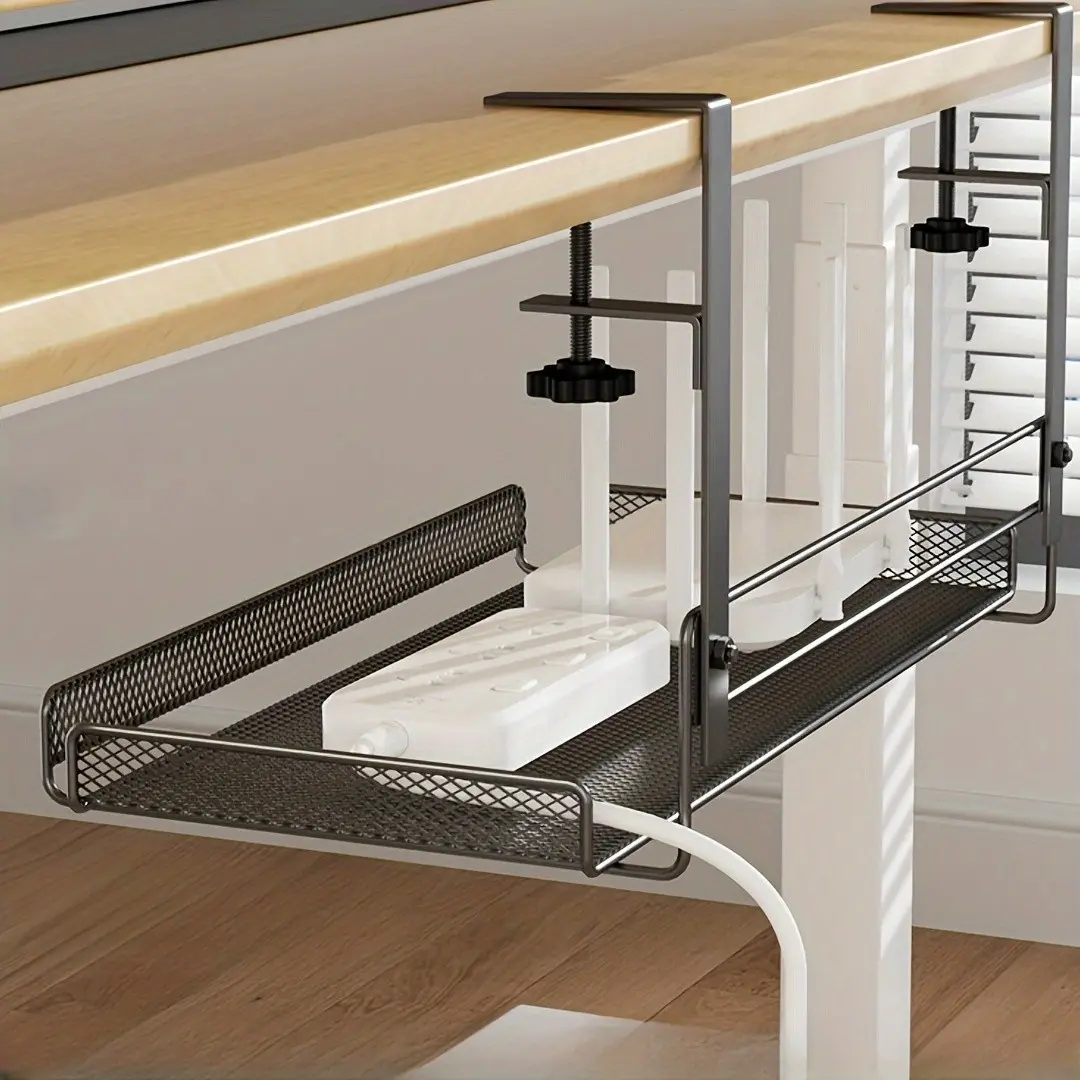 Wall-Mounted Cable Organizer, Wire Organizers, Desk Cable Management, Metal Grid Design, Space-Saving Home Office Storage, Durable Clips, Modern Aesthetic, Reusable Desktop Drawer Organizer