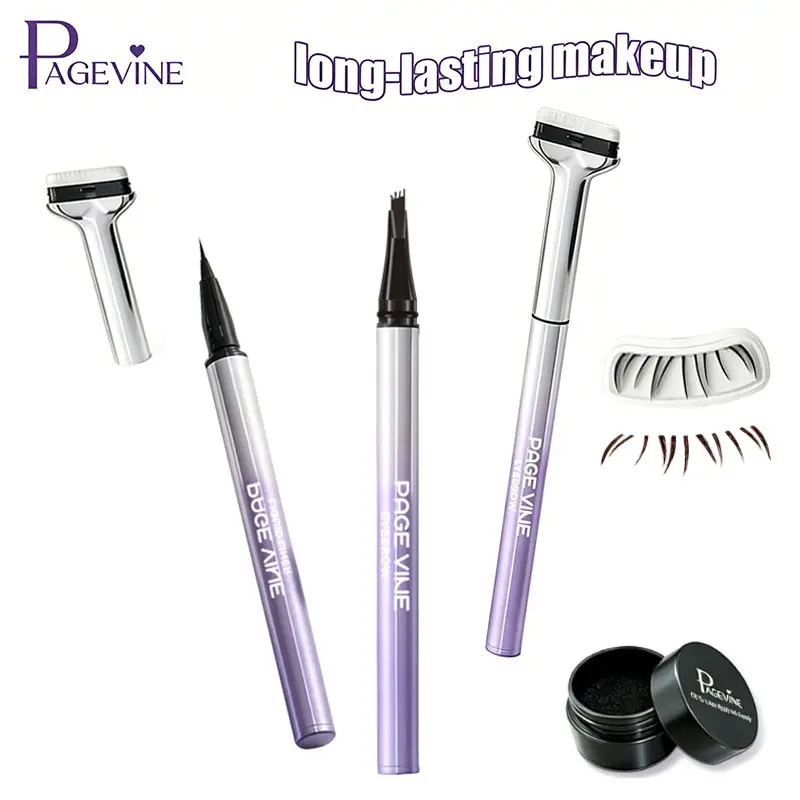 【PAGE VINE】Lower Eyelash Stamp 3-in-1 Eyeliner and Eyebrow Pen with Waterproof Ink, Compact Design, Easy Application for Natural Look, Cosmetics, dealsforyouday summerwins