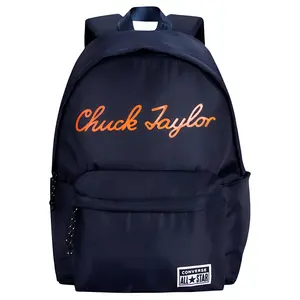 Converse Logo Zipper Closure Polyester Backpack in Navy Blue for Daily Use