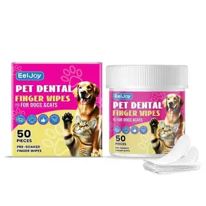 Pet Teeth Cleaning Finger Covers (for cats and dogs) - Pressure-free teeth cleaning, safe oral care regimen, plaque removal, fresh breath, protect gums, and gentle ear cleaning wipes, pack of 50, best gift for cats and dogs