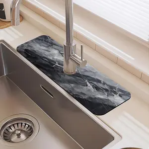 Marble Pattern Faucet Mat, 1 Count Waterproof Durable Rubber Splash Guard, Non-slip Sink Mat for Kitchen Sink & Dining Table